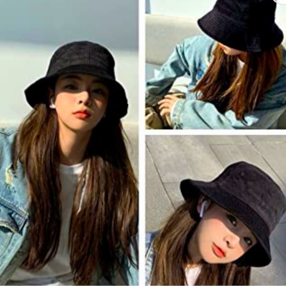 Black corduroy bucket hat NWOT
